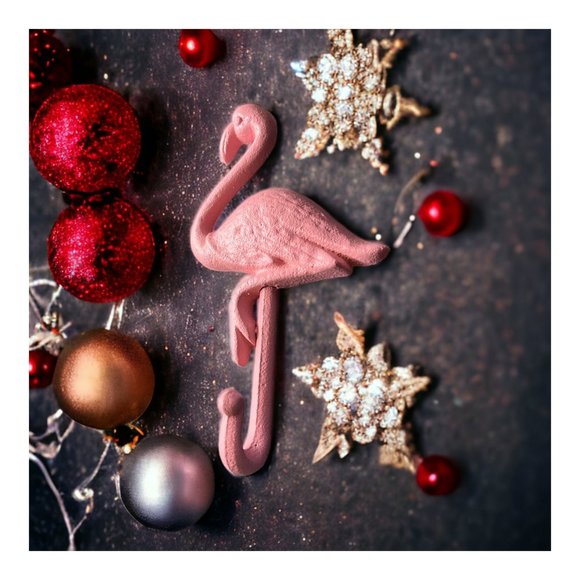 Pink Flamingo Heavy Duty Cast Iron Hook for Beach House Bathroom Garden Shed - Picture 7 of 10